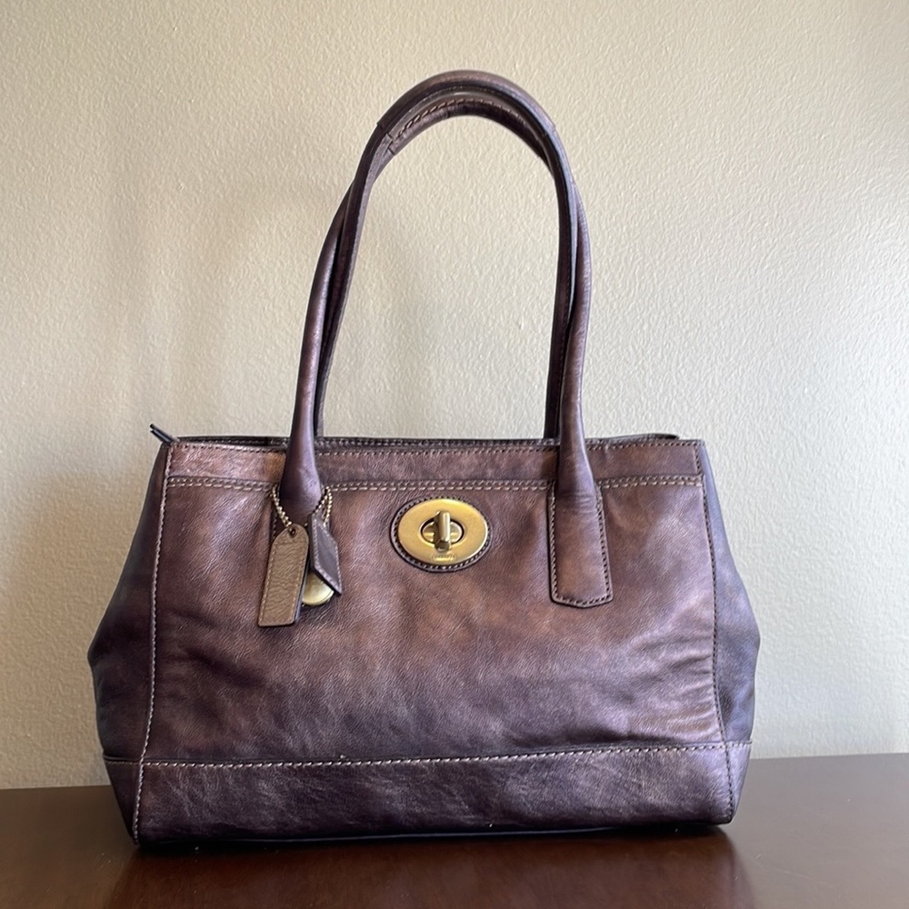 Coach Metallic Bronze Leather Madeline Tote
